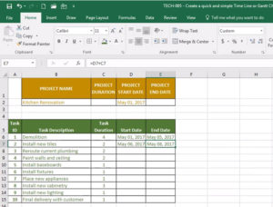 How to Create a quick and simple Time Line (Gantt Chart) in Excel
